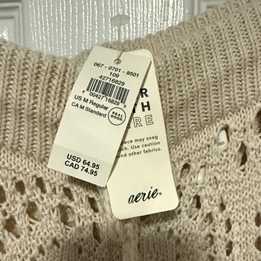 Aerie Beige Crochet Knit Pants - Picture 2 of 5